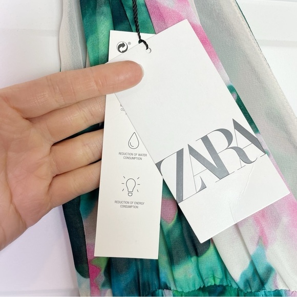 New Zara Floral Print Deep V-neck Flowy Wide Leg Jumpsuit - Picture 8 of 13